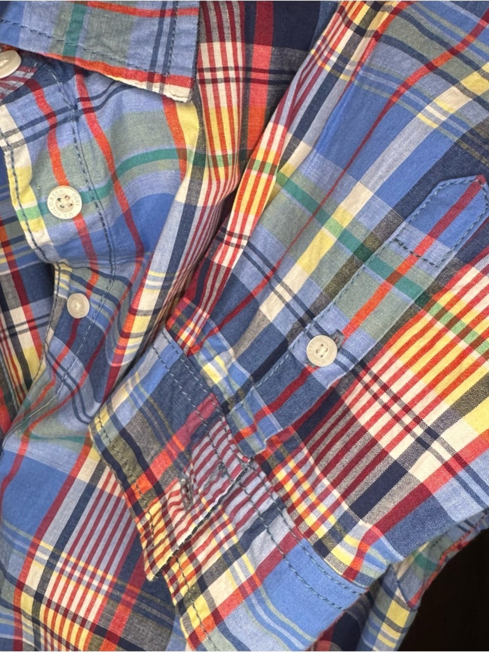 U.S. Polo Assn Plaid Shirt Dress M Blue Red Yellow Belted Button Front NWOT - Picture 8 of 12